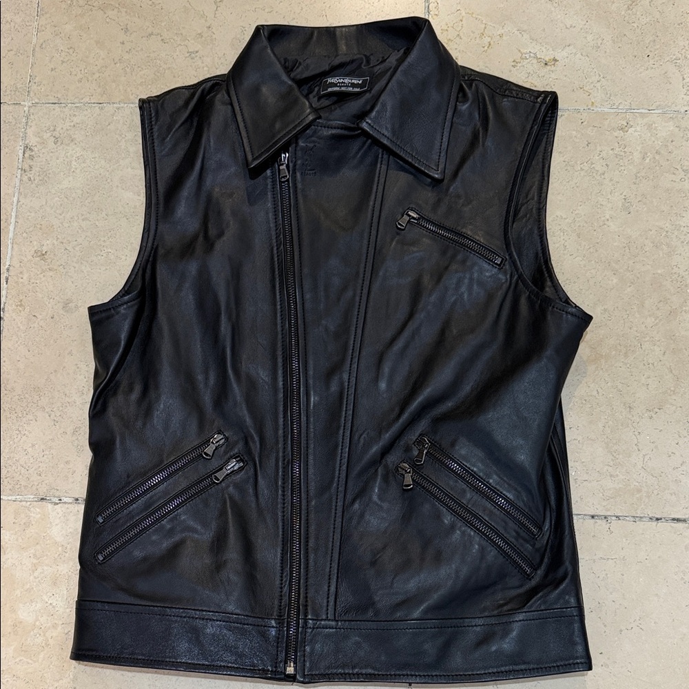 Yves Saint Laurent Black Leather Vest